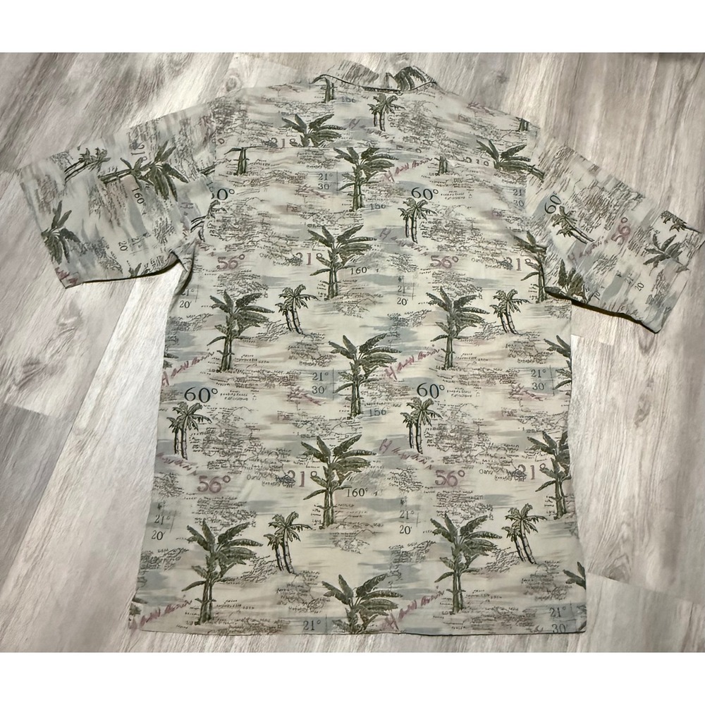 Route 66 Hawaiian Shirt Palm Tree Map Print Button‎ Up Short Sleeve Medium